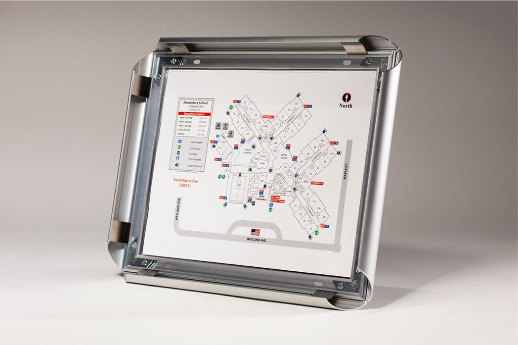 Anti-Tamper Evacuation Map Frame / Round, Standard Profile